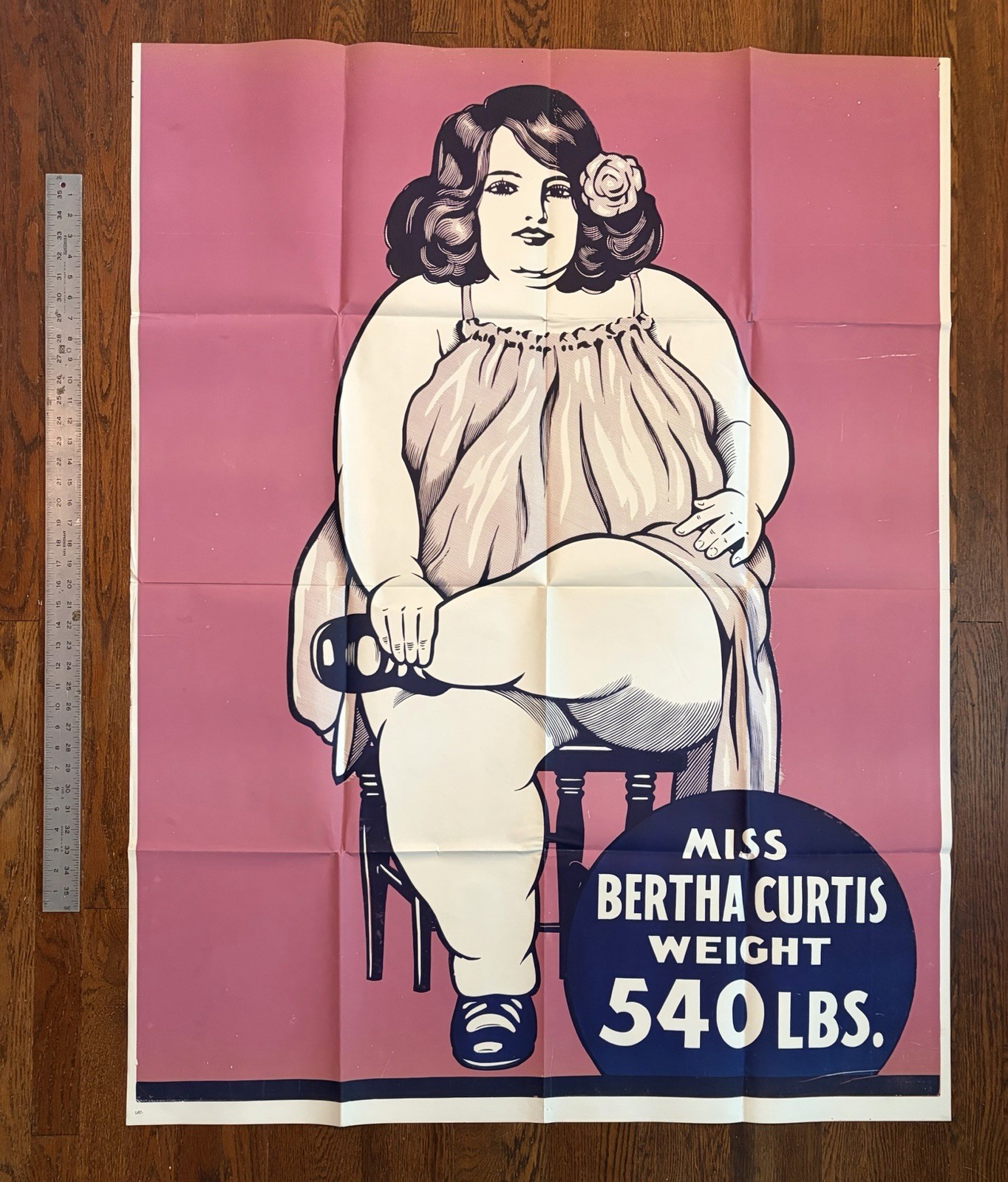 1930s Fat Lady Ripley's Sideshow Circus Screen Print Poster Original 1930s Fat Lady Ripley's Sideshow Circus Screen Print Poster Original