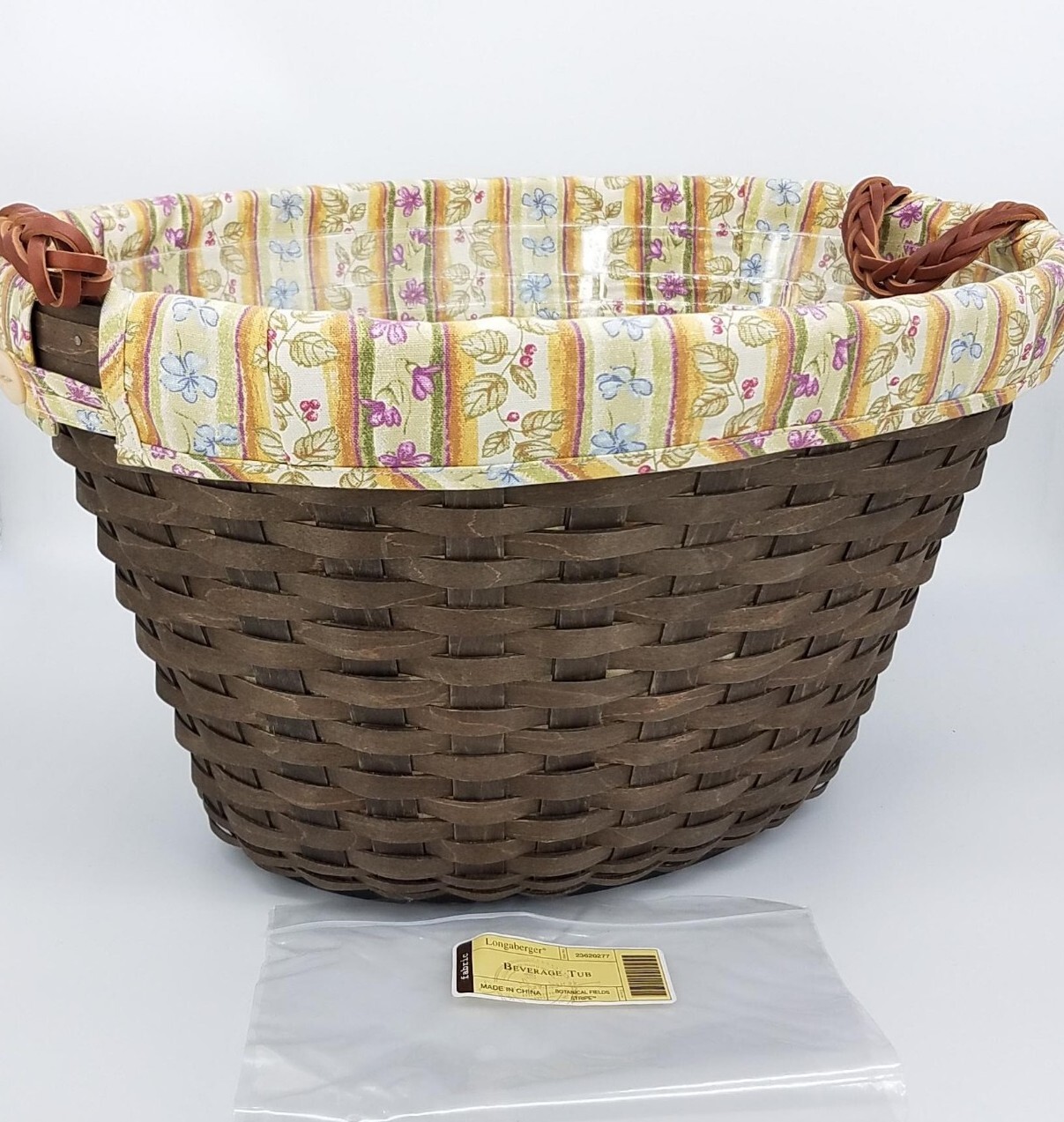 Longaberger Deep Brown Beverage Tub Basket Set Protector Liner PARTY ICE BUCKET