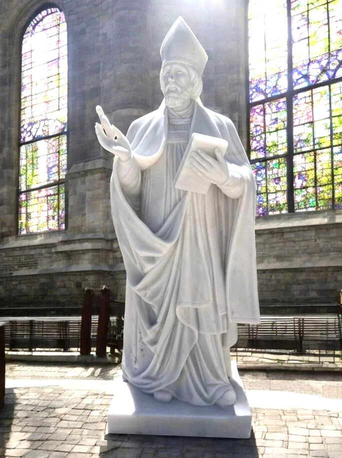 Nice Large Carved Marble Statue of St. Augustine, 60 Nice Large Carved Marble Statue of St. Augustine, 60