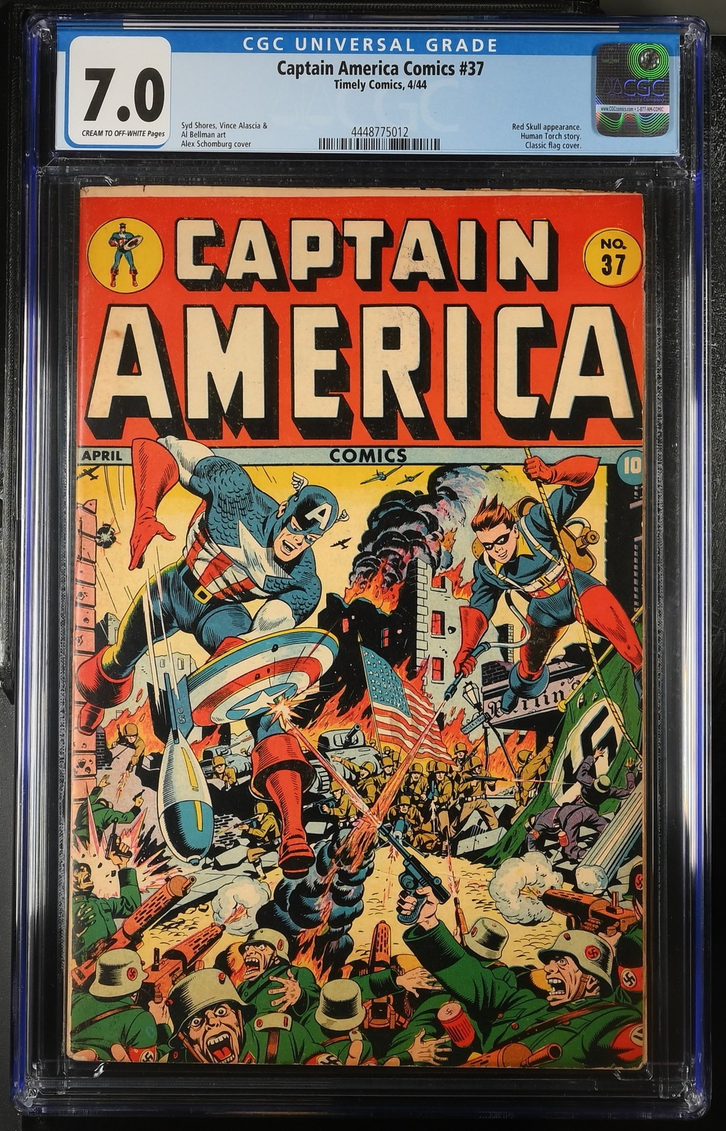 Captain America Comics #37 CGC FN/VF 7.0 Classic Schomburg Flag Cover