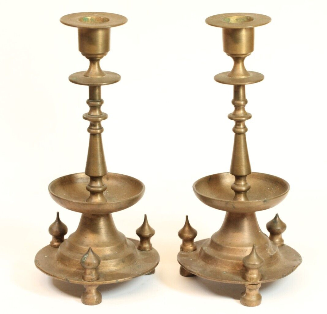 Antique 1880s Imperial Russia YUDIN Brass Sabbath Candle Holder Сandlesticks Antique 1880s Imperial Russia YUDIN Brass Sabbath Candle Holder Сandlesticks
