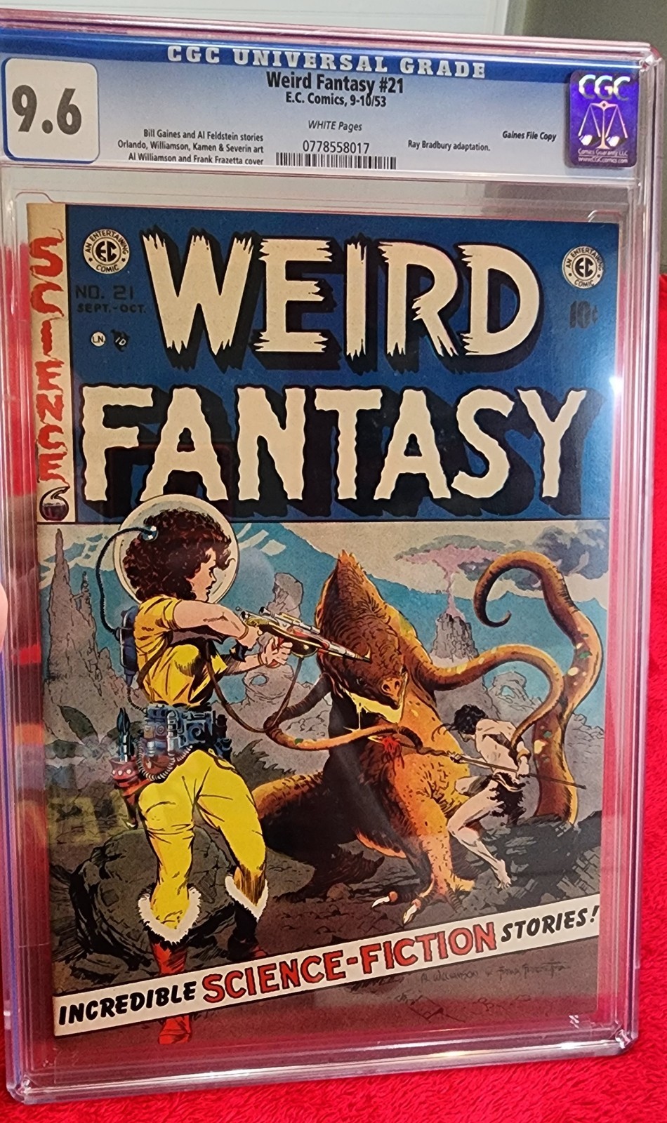 Weird Fantasy #21 CGC 9.6 White Pages Gaines File Copy Frank Frazetta Cover Weird Fantasy #21 CGC 9.6 White Pages Gaines File Copy Frank Frazetta Cover