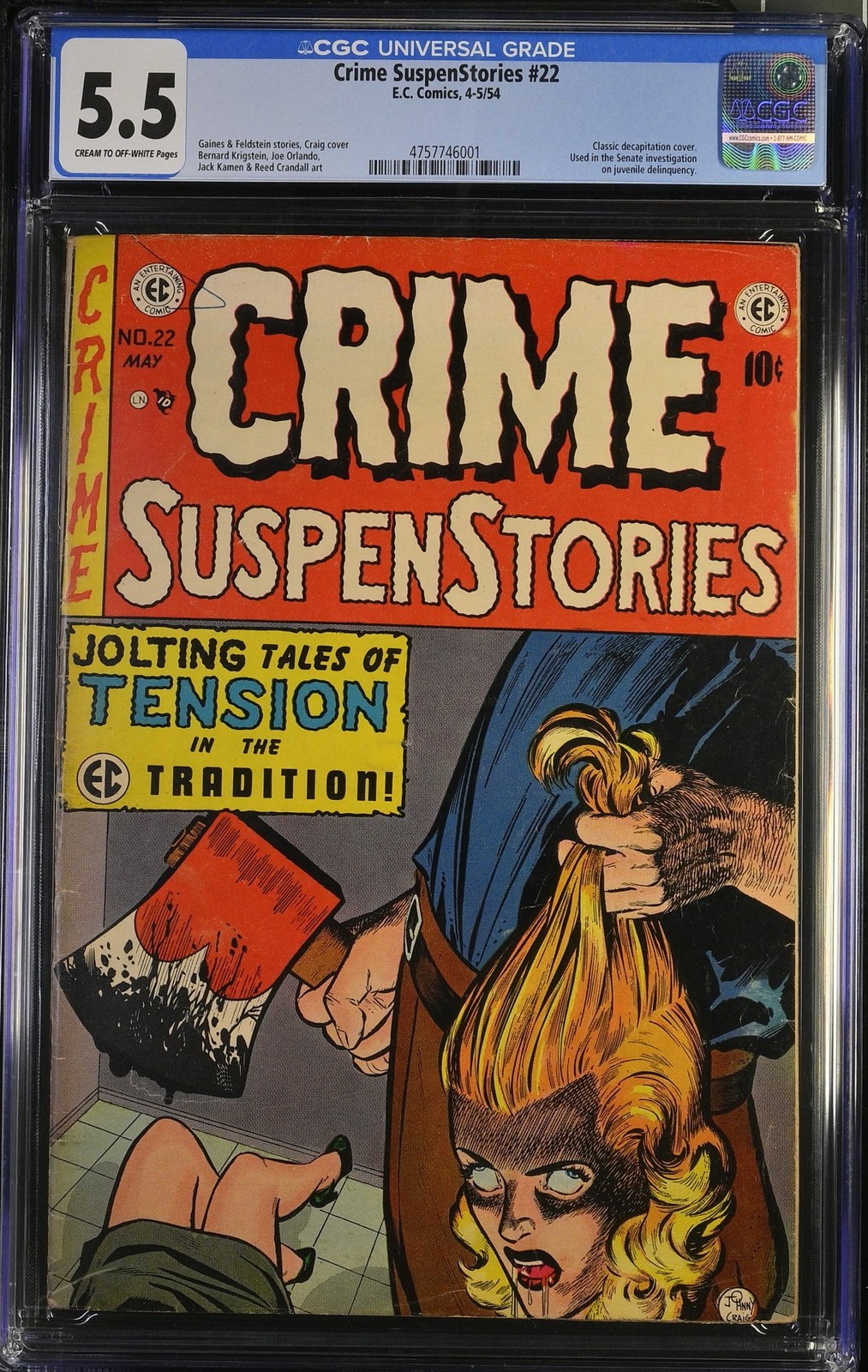 Crime Suspenstories #22 CGC FN- 5.5 Classic Decapitation Cover EC 1954 Crime Suspenstories #22 CGC FN- 5.5 Classic Decapitation Cover EC 1954