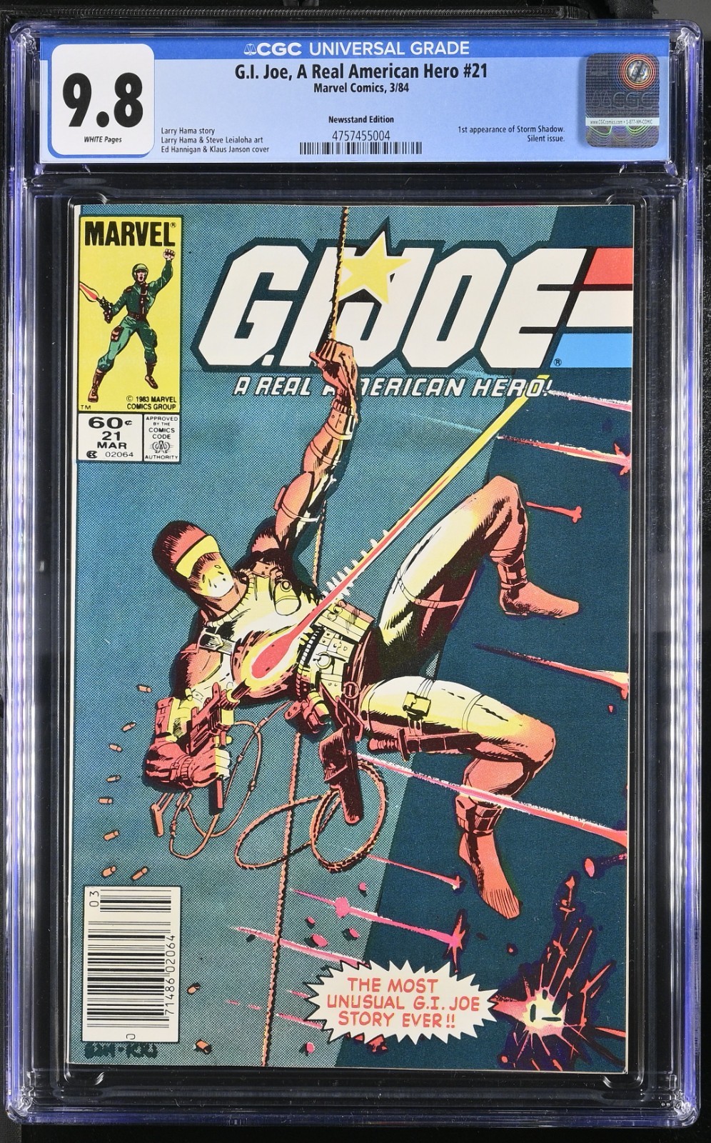G.I. Joe A Real American Hero #21 CGC 9.8 Newsstand White Pages 1st Storm Shadow G.I. Joe A Real American Hero #21 CGC 9.8 Newsstand White Pages 1st Storm Shadow
