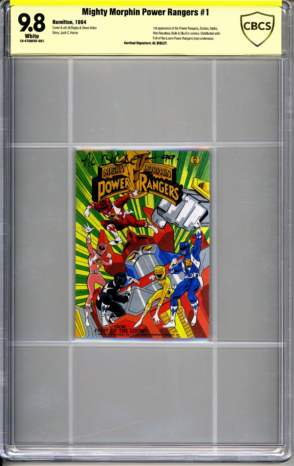 Mighty Morphin Power Rangers #1 Hamilton 1994 CBCS, not CGC 9.8 1994 FOTL Fruit