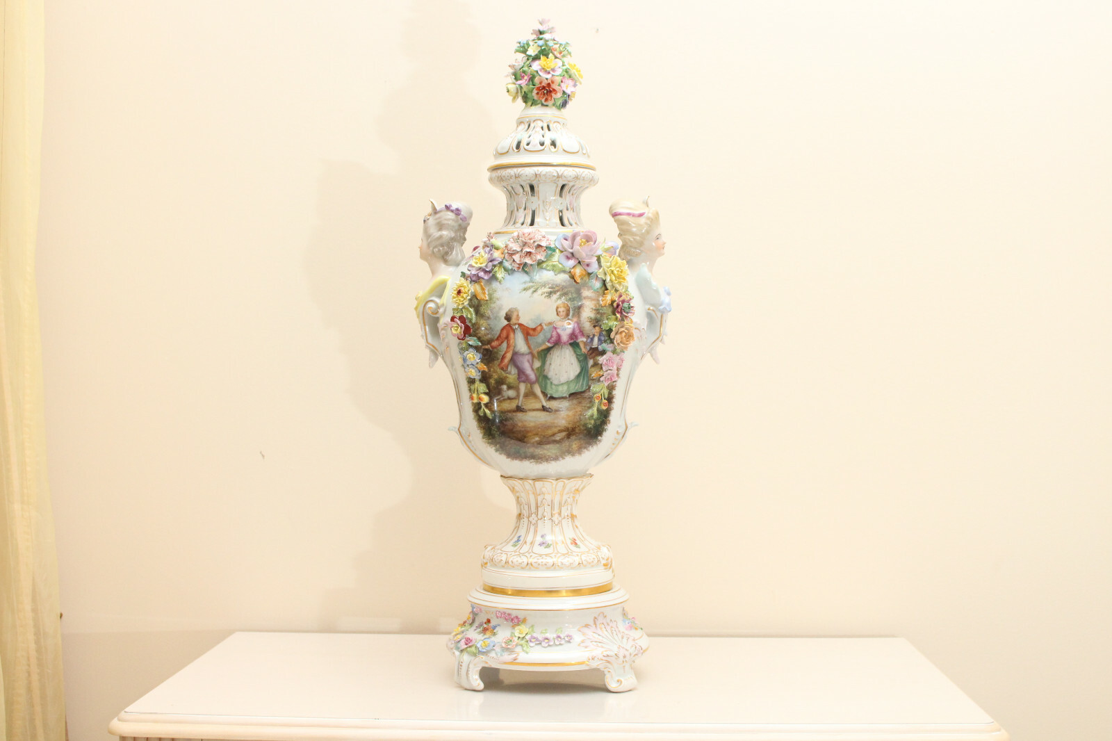 19th Century Carl Thieme Dresden porcelain vase 29 INCH - Very Impressive Piece