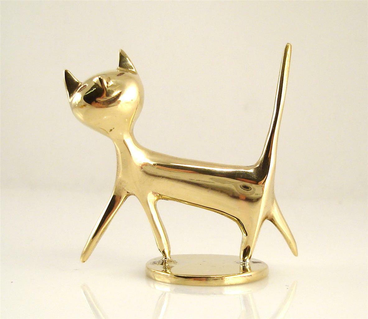 Werkstätte Karl HAGENAUER Vienna SMILING CAT Polished Brass Bronze Austria