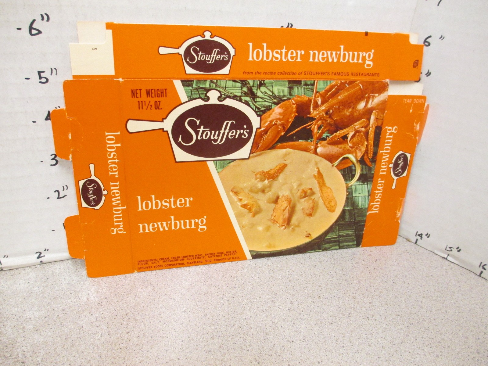 STOUFFER'S 1960s LOBSTER NEWBURG seafood vintage frozen food box TV dinner