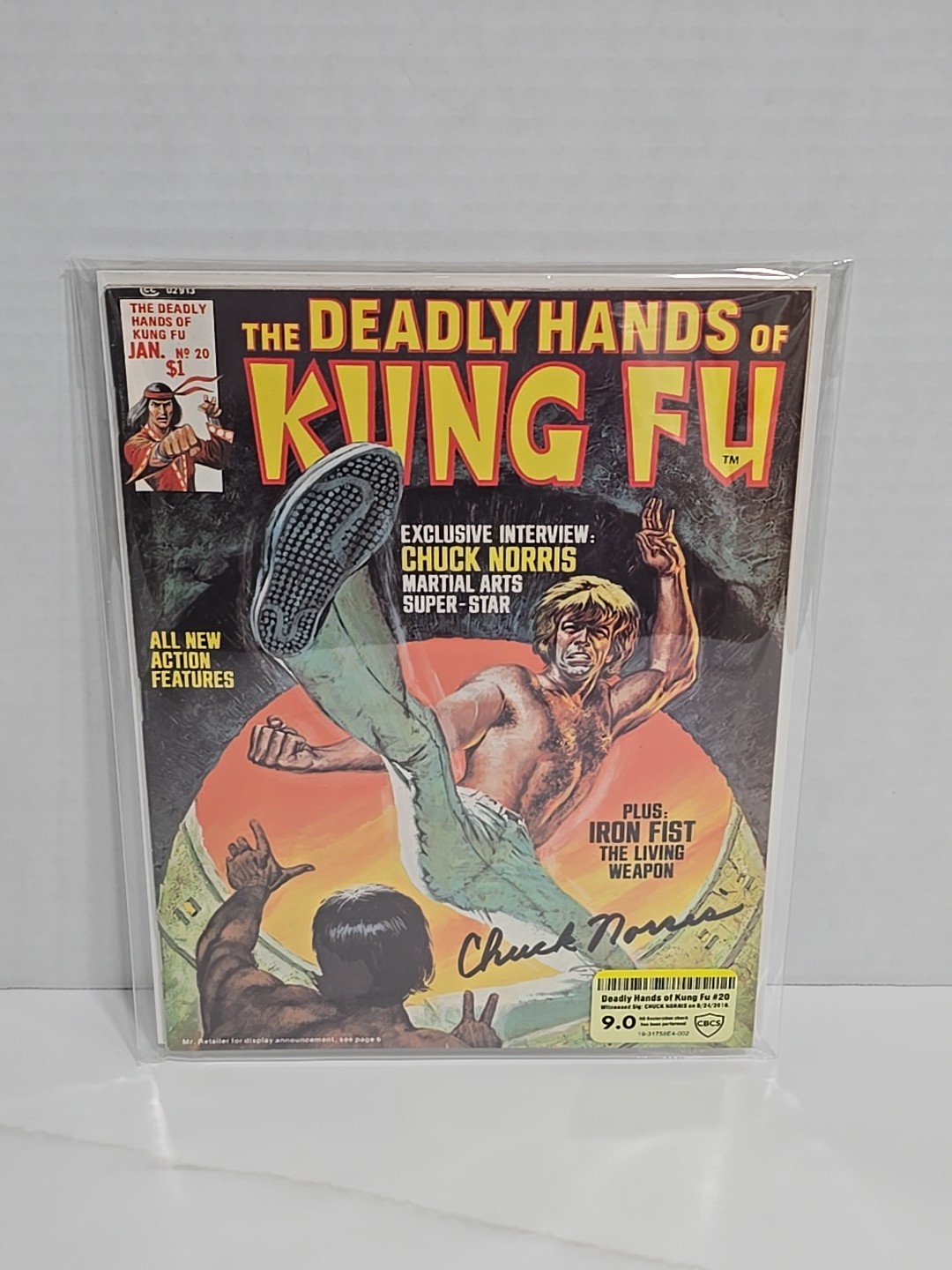 🔥 Deadly Hands of Kung Fu 20 CBCS 9.0 Chuck Norris SIGNED AUTOGRAPH Marvel 1976 🔥 Deadly Hands of Kung Fu 20 CBCS 9.0 Chuck Norris SIGNED AUTOGRAPH Marvel 1976