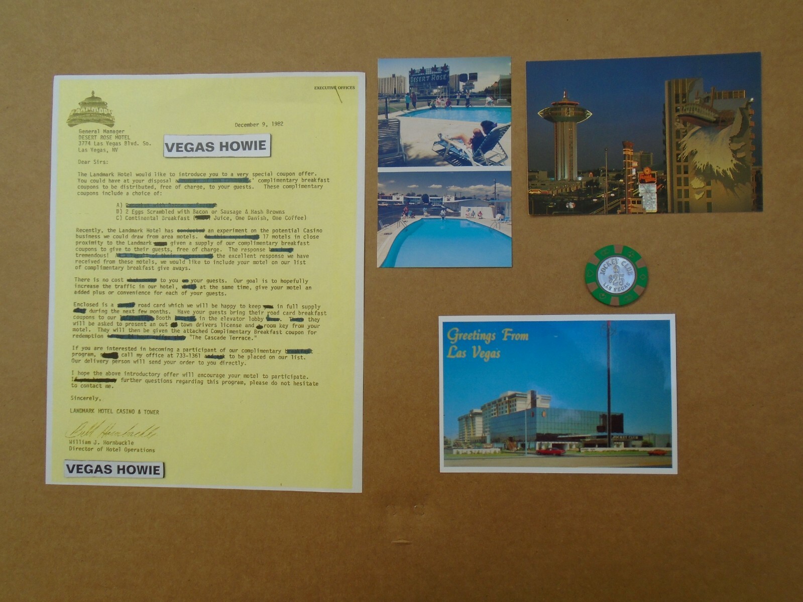 BILL HORNBUCKLE VEGAS UTOPIA LANDMARK DESERT PHOTO POSTCARD MGM HOWARD KLEIN