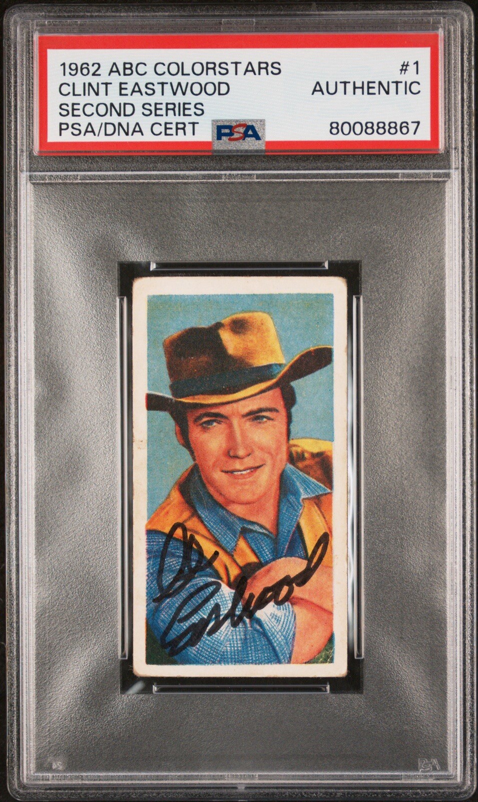 Clint Eastwood 1962 ABC Colorstars #1 Rawhide Rookie RC Autograph PSA Authentic Clint Eastwood 1962 ABC Colorstars #1 Rawhide Rookie RC Autograph PSA Authentic