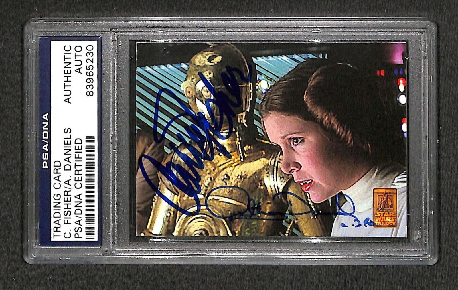 Signed Carrie Fisher 1997 Merlin #31 STAR WARS Card Princess Leia Auto RARE PSA Signed Carrie Fisher 1997 Merlin #31 STAR WARS Card Princess Leia Auto RARE PSA