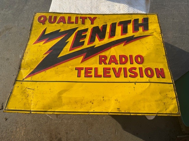 Vintage Original ZENITH Radio Television Embossed Dealer Advertising Sign