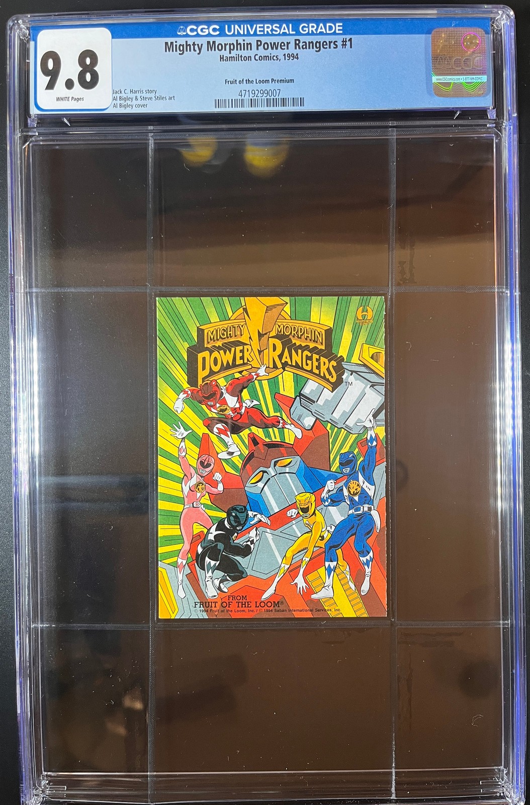 1994 Hamilton Mighty Morphin Power Rangers #1 Fruit of the Loom Premium CGC 9.8