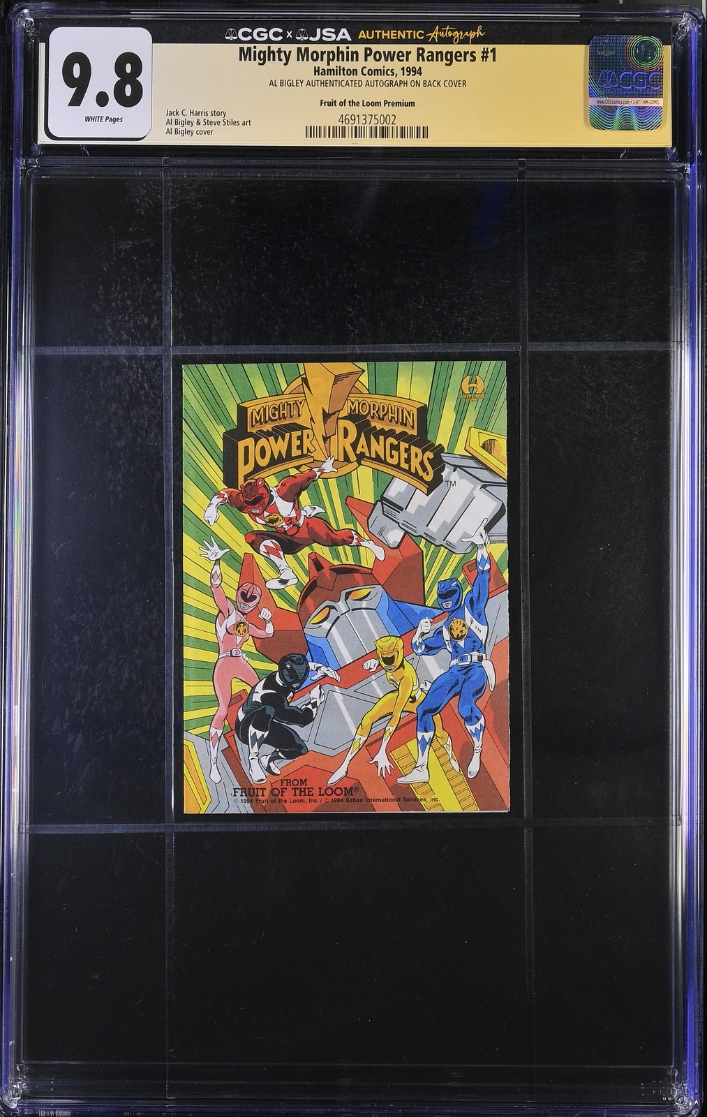 Mighty Morphin Power Rangers #1 - Hamilton Comics 1994 CGC 9.8 Signed Al Bigley Mighty Morphin Power Rangers #1 - Hamilton Comics 1994 CGC 9.8 Signed Al Bigley