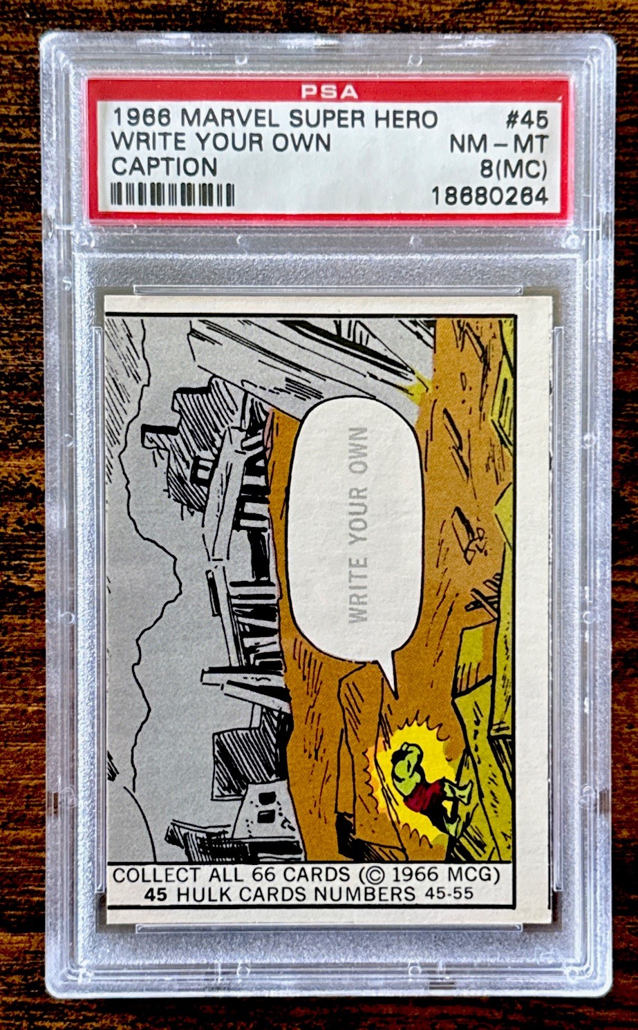 1966 Donruss Marvel Super Heroes Hulk #45 1st App Rookie PSA 8 🔥ONLY 19 POP 1966 Donruss Marvel Super Heroes Hulk #45 1st App Rookie PSA 8 🔥ONLY 19 POP