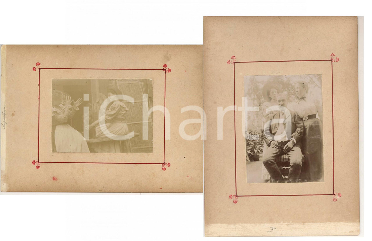 1898 TRIVOLZIO Jokes between women with a fan - Family portrait *2 photos 1898 TRIVOLZIO Jokes between women with a fan - Family portrait *2 photos