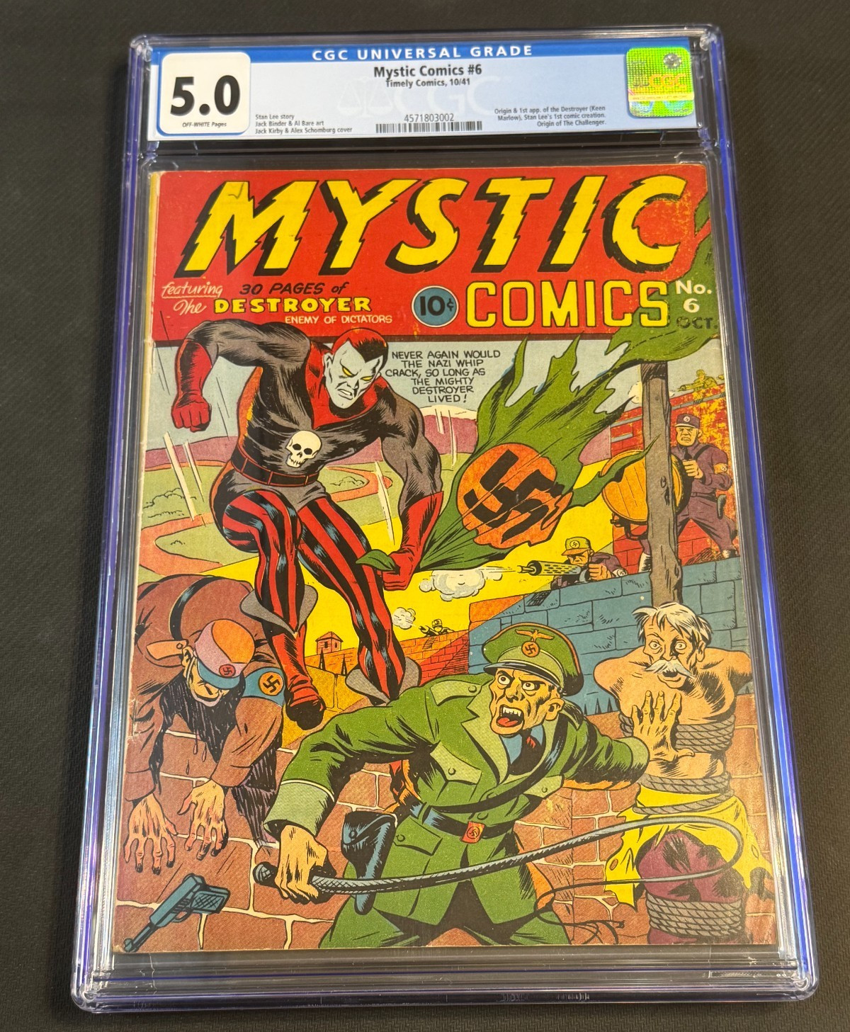 1941 Timely MYSTIC COMICS #6 CGC 5.0 OW FIRST APPEARANCE OF THE DESTROYER RARE 1941 Timely MYSTIC COMICS #6 CGC 5.0 OW FIRST APPEARANCE OF THE DESTROYER RARE