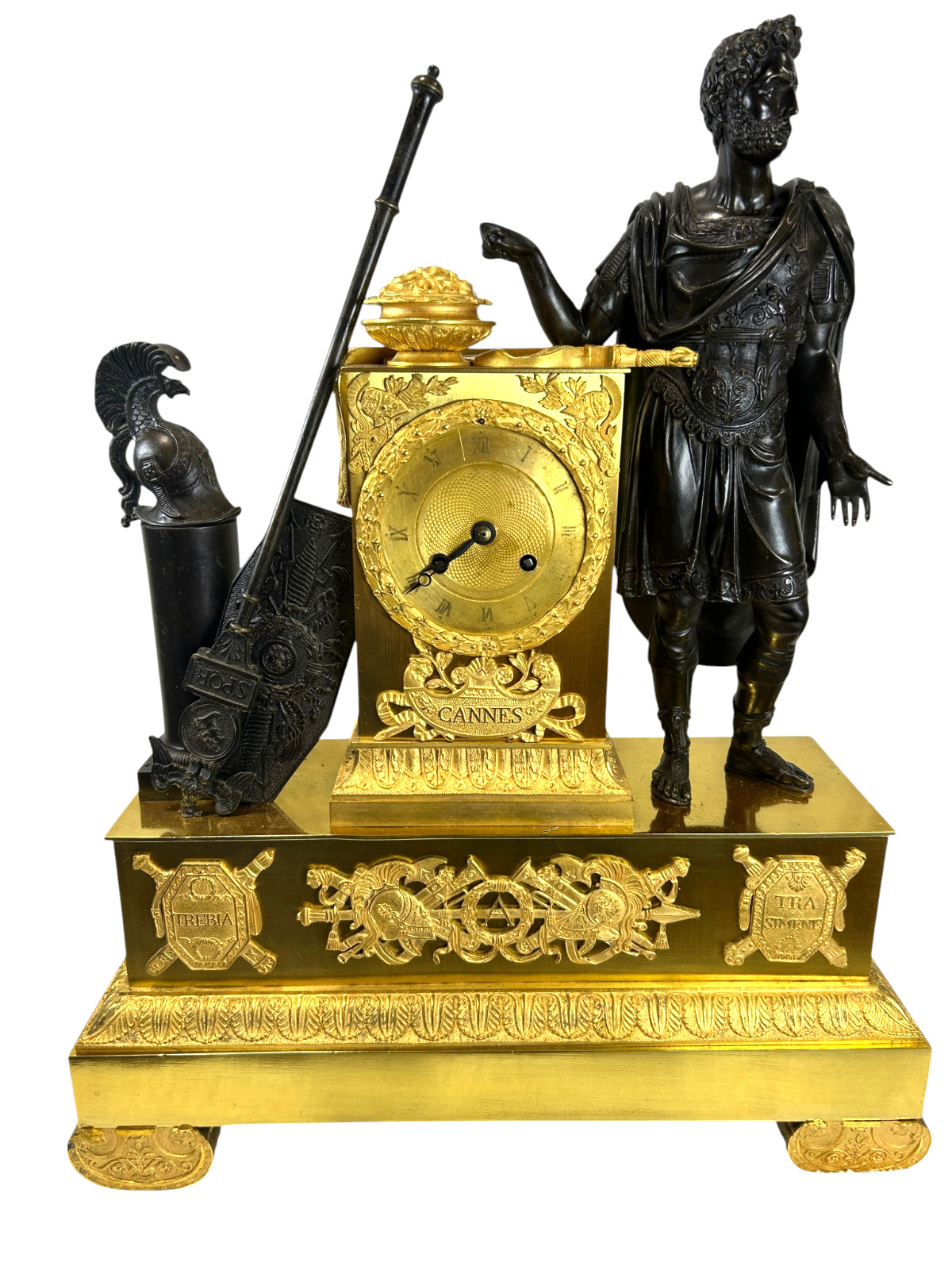 French Empire Hannibal Pierre Honore Pons Cesars Ormolu Bronze Mantel Clock 1815 French Empire Hannibal Pierre Honore Pons Cesars Ormolu Bronze Mantel Clock 1815