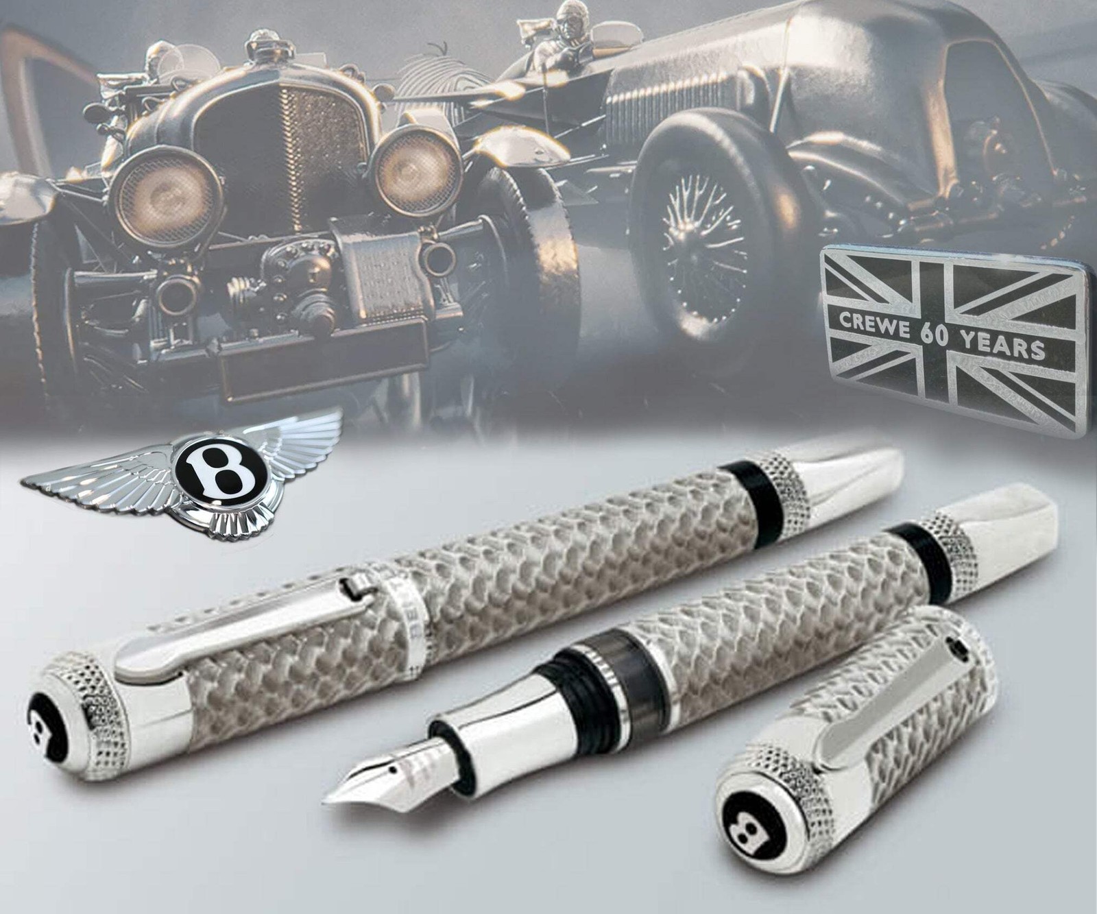Tibaldi by Montegrappa Bentley Crewe Sterling Silver Limited Edition Fountain Pe Tibaldi by Montegrappa Bentley Crewe Sterling Silver Limited Edition Fountain Pe