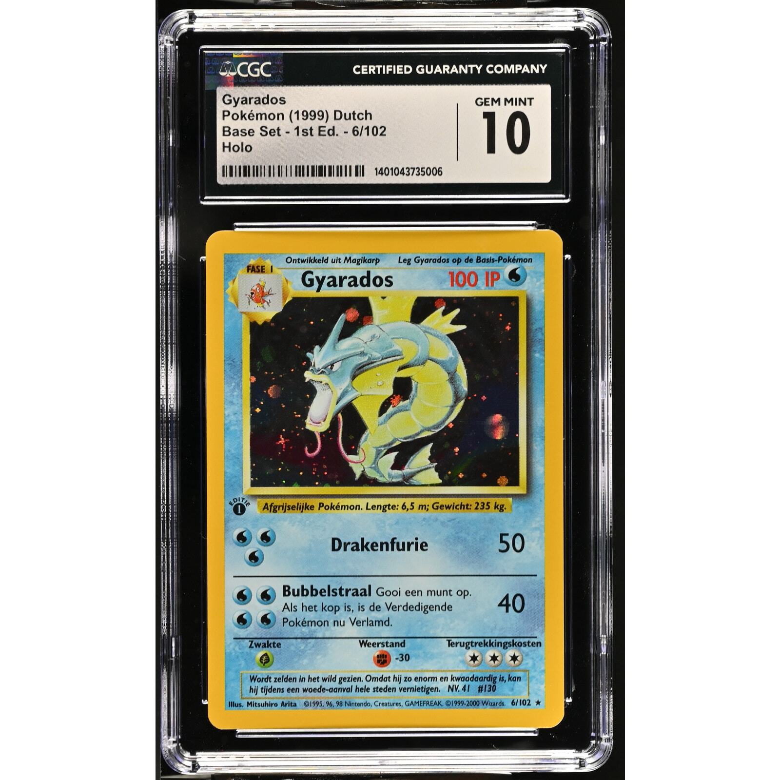 CGC 10 GEM MINT Gyarados 1st Edition 6/102 Dutch Base (PSA/BGS) Highest Pop 1 CGC 10 GEM MINT Gyarados 1st Edition 6/102 Dutch Base (PSA/BGS) Highest Pop 1