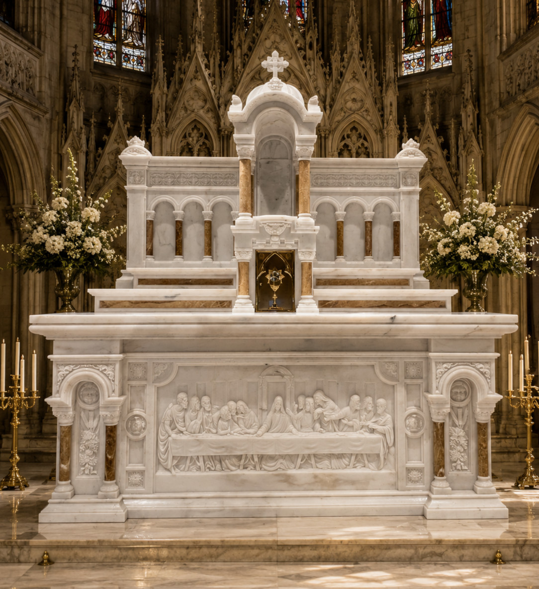 Traditional Carved Marble Church Altar + 120 Traditional Carved Marble Church Altar + 120