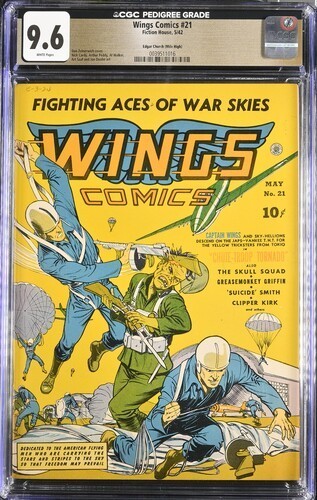WINGS COMICS #21 CGC 9.6 WHITE PAGES Edgar Church (Mile High) pedigree 1942