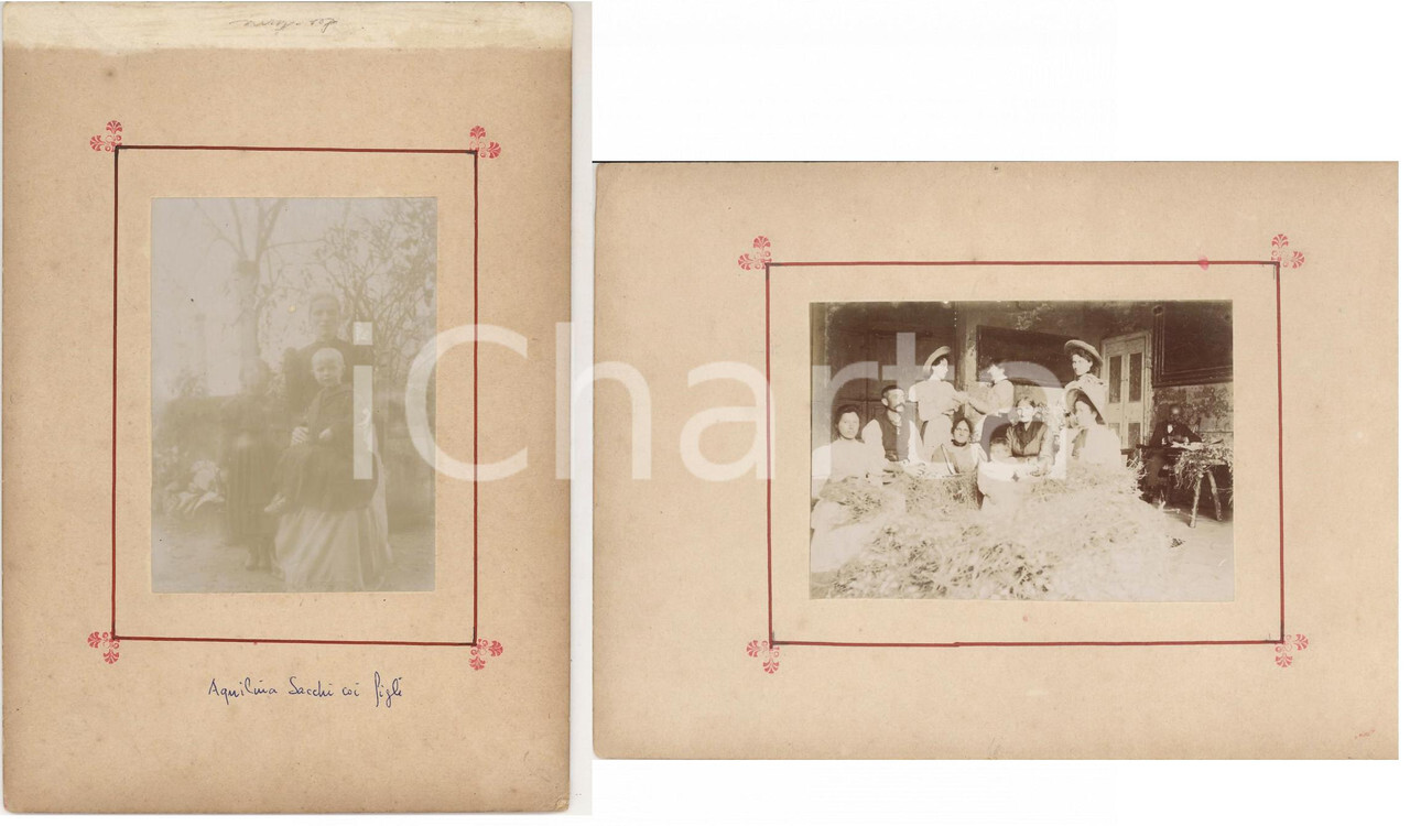 1898 TRIVOLZIO Family at work with silkworms - Aquilina SACKS *2 photos 1898 TRIVOLZIO Family at work with silkworms - Aquilina SACKS *2 photos