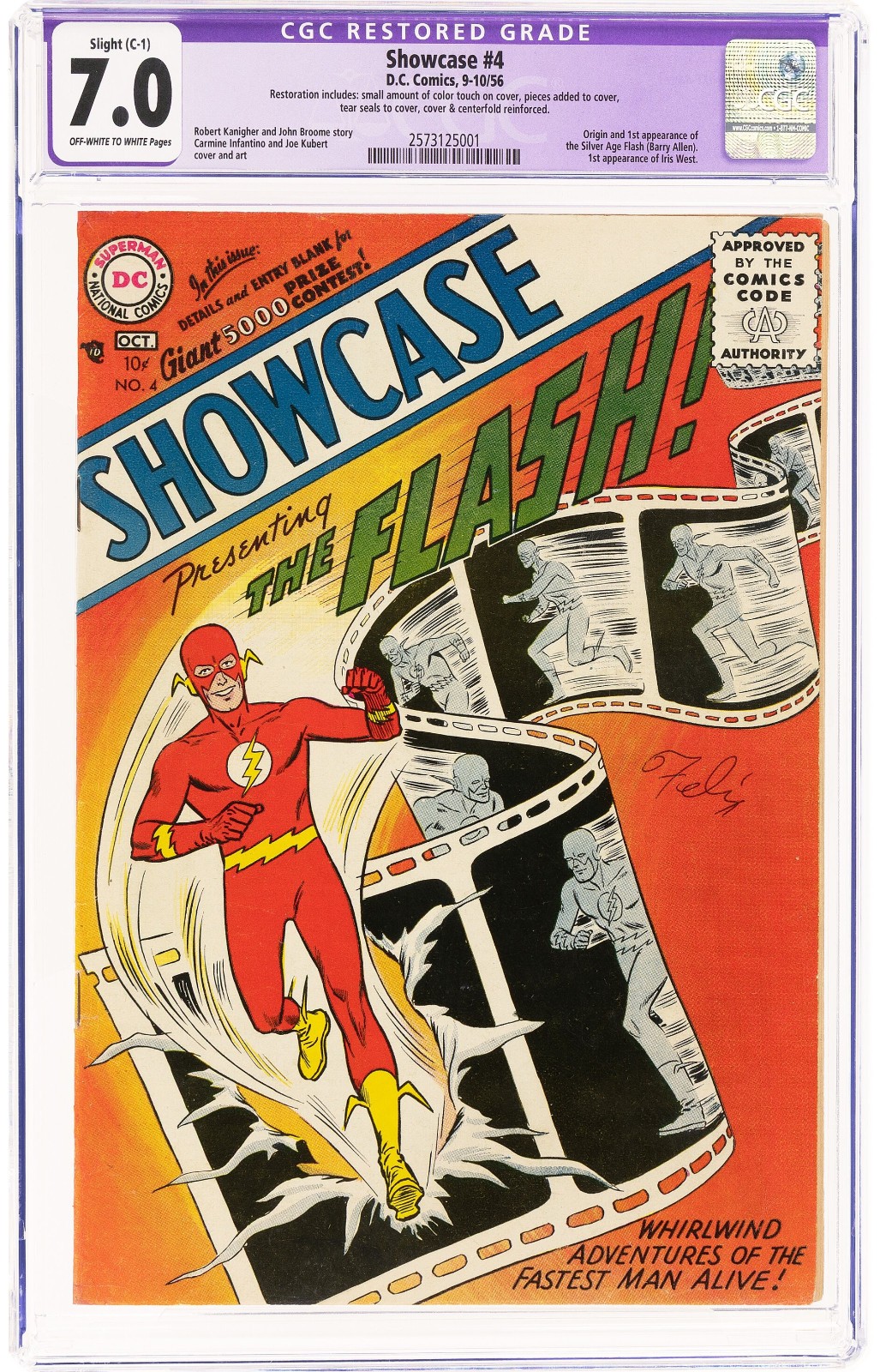Showcase #4 CGC 7.0 (R)🔥1st Flash🔥Silver Age Grail 1956 Barry Allen R12 112 cm