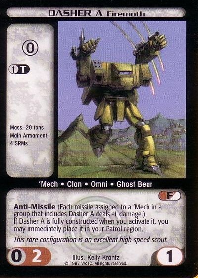 Dasher A (Fire Moth) - Counterstrike - Battletech CCG Dasher A (Fire Moth) - Counterstrike - Battletech CCG