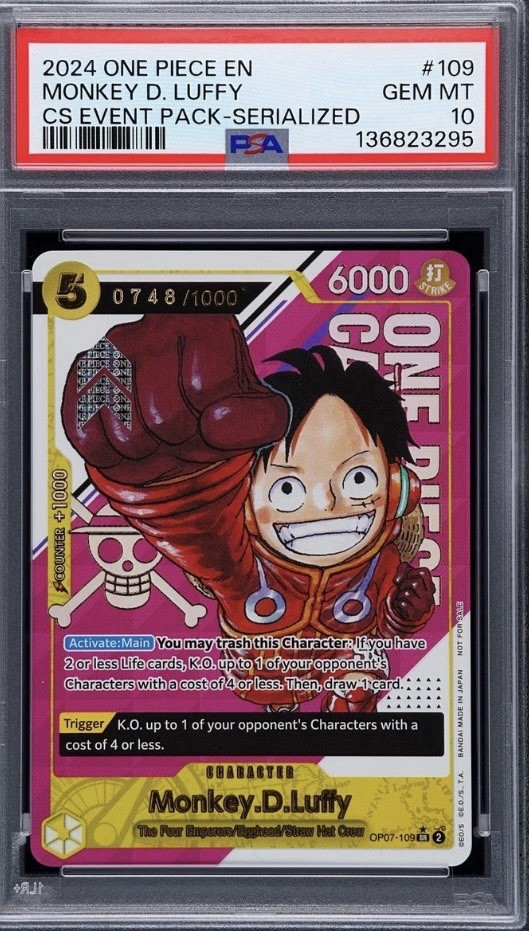 Luffy Serialized 748/1000 English Psa 10 One Piece Luffy Serialized 748/1000 English Psa 10 One Piece