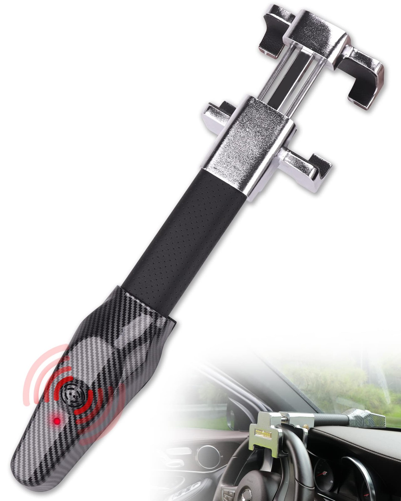 Tevlaphee Steering Wheel Lock with Alarm,Heavy Duty Anti-Theft Car Device Car... Tevlaphee Steering Wheel Lock with Alarm,Heavy Duty Anti-Theft Car Device Car...