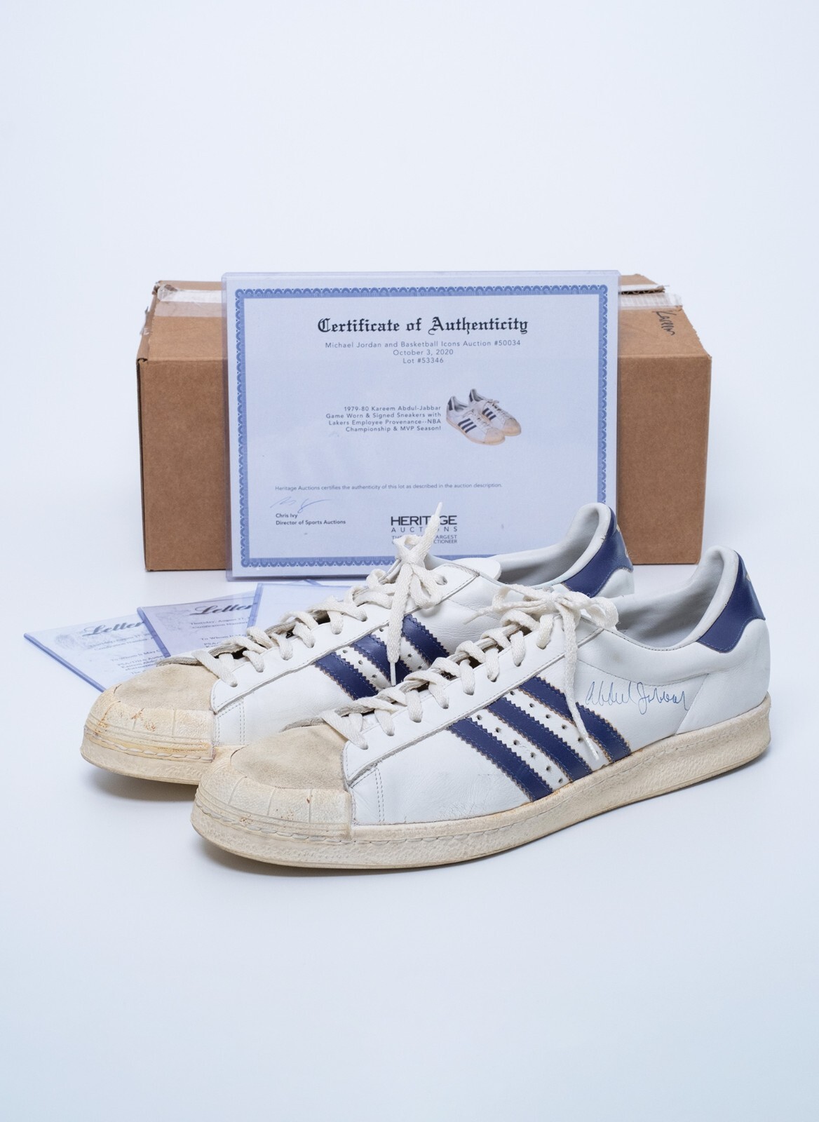 1979-80 Kareem Abdul-Jabbar Game Worn & Signed Adidas Superstars