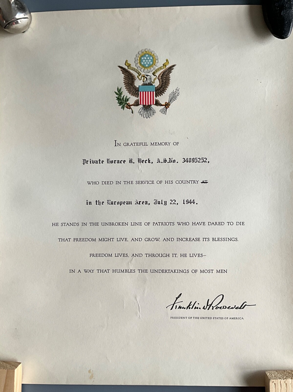 WW2 Fallen Soldier Historical Letter Signed By FDR Franklin Delano Roosevelt WW2 Fallen Soldier Historical Letter Signed By FDR Franklin Delano Roosevelt