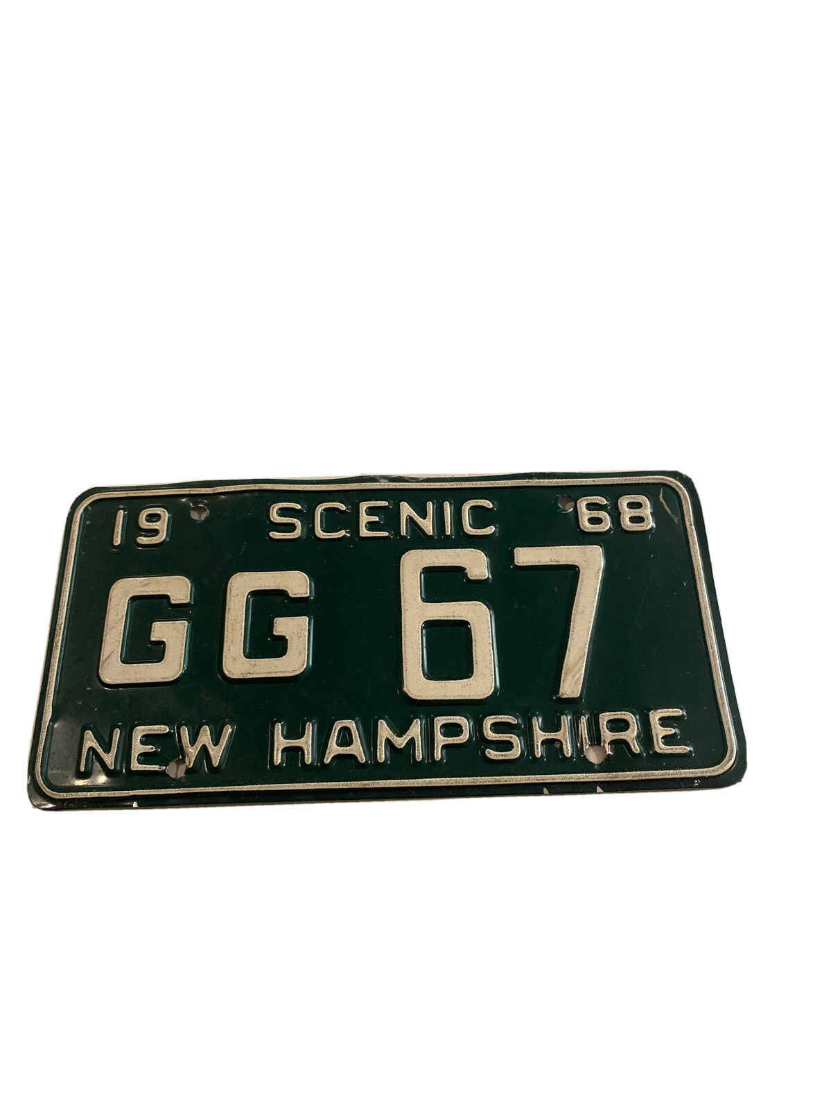 Vintage 1968 New Hampshire license plate GG 67  SCENIC