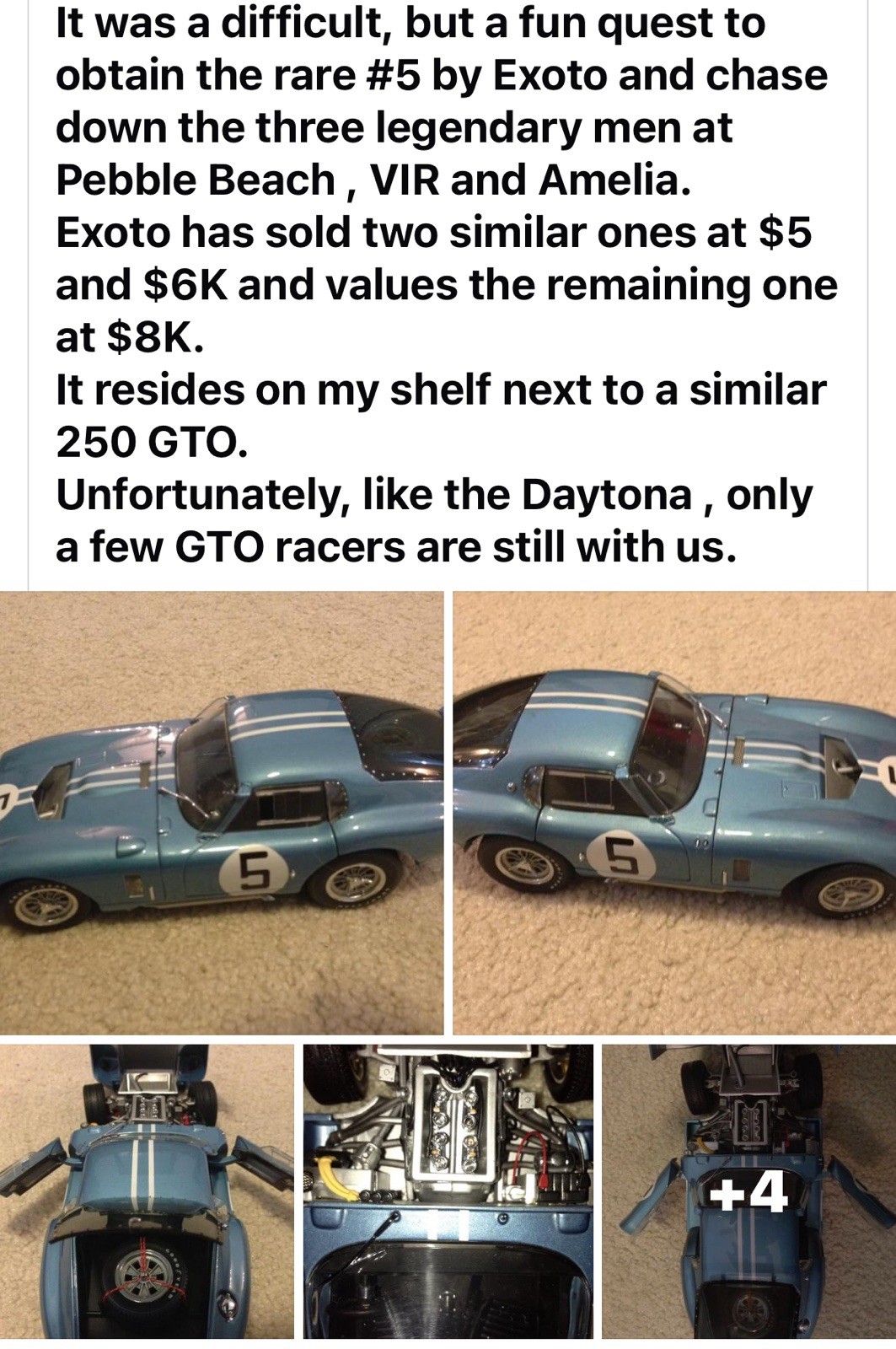 1:18 Scale Shelby Cobra Daytona Coupe #5 Exoto Racing Legends & Original Box.