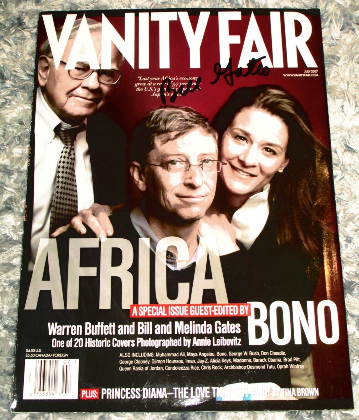 Bill Gates Rare 2007 Signed Vanity Fair Magazine Cover , Microsoft