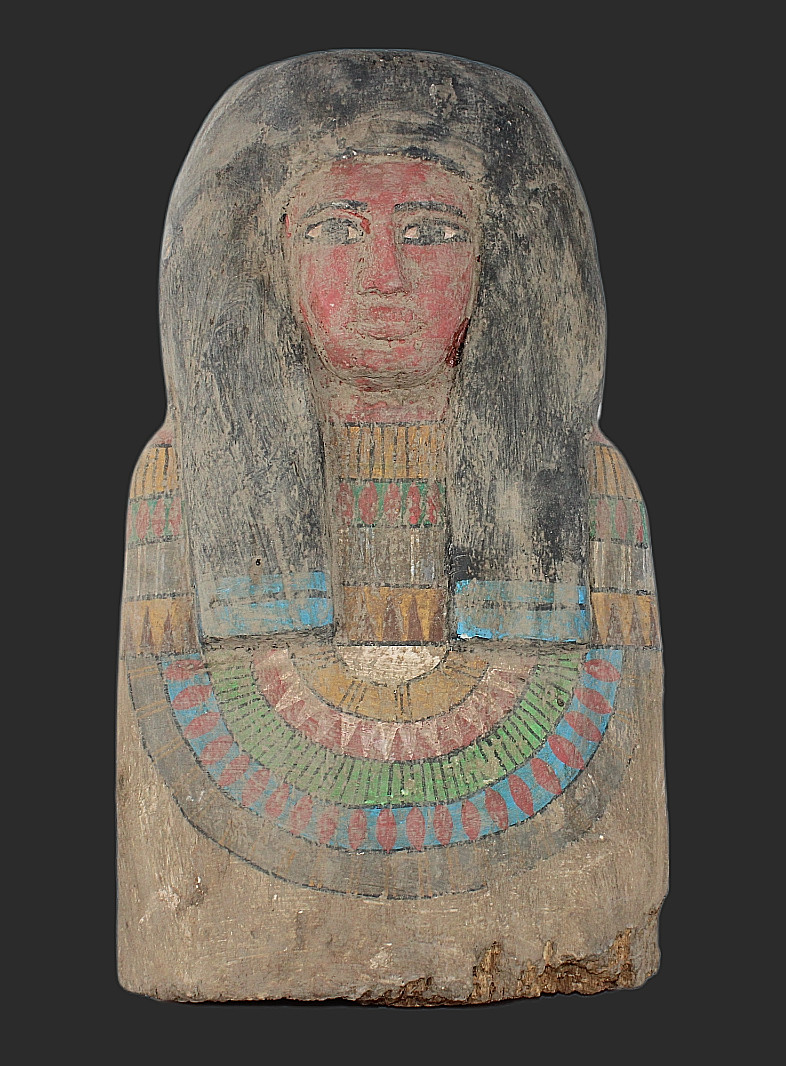 Pharaonic Ancient Egyptian Wooden Funerary Mask of Nobleman from Ptolemaic Era Pharaonic Ancient Egyptian Wooden Funerary Mask of Nobleman from Ptolemaic Era