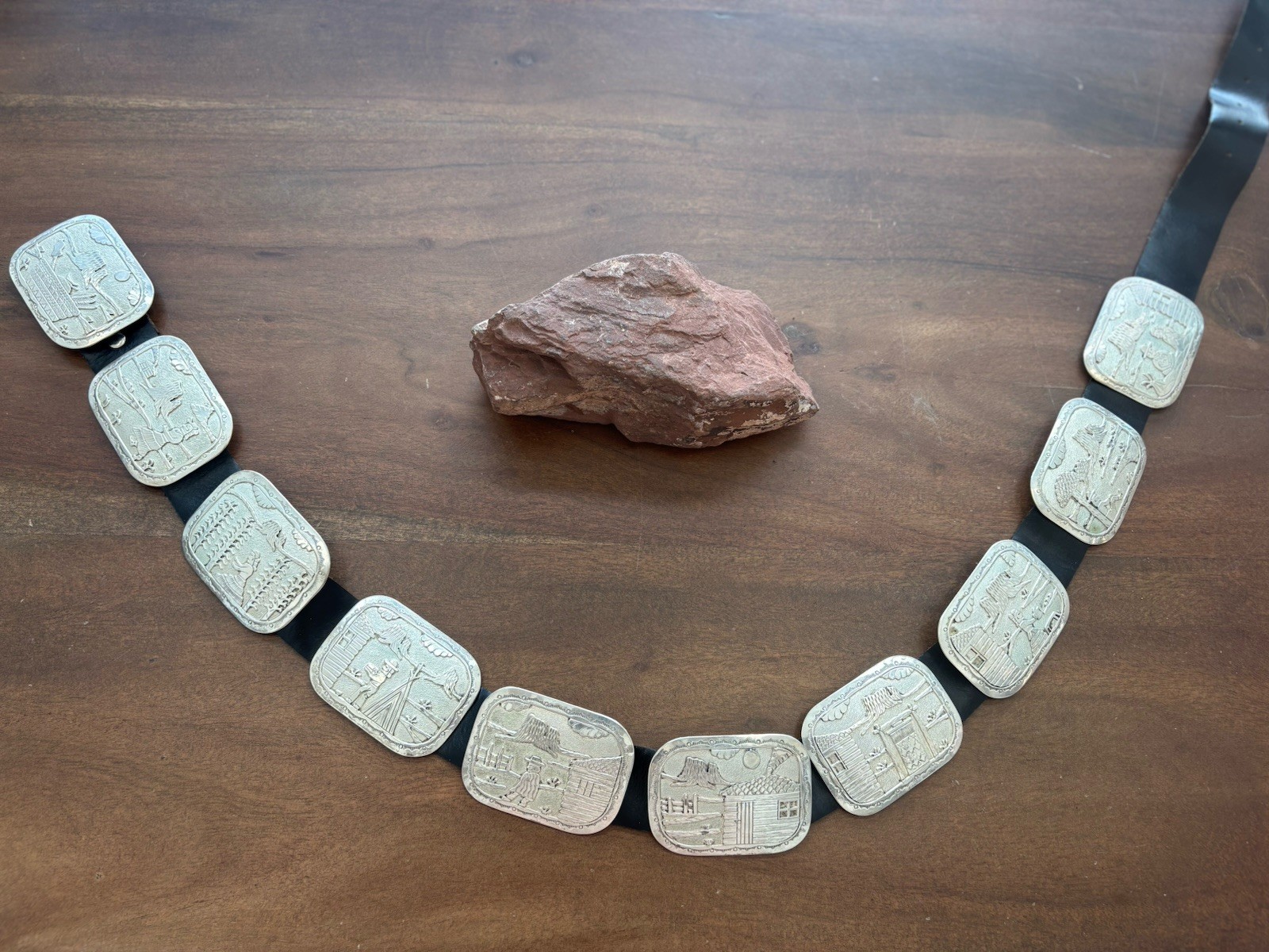 Navajo Storyteller Concho Belt Native Stamped Sterling Silver Eugene Belone Navajo Storyteller Concho Belt Native Stamped Sterling Silver Eugene Belone