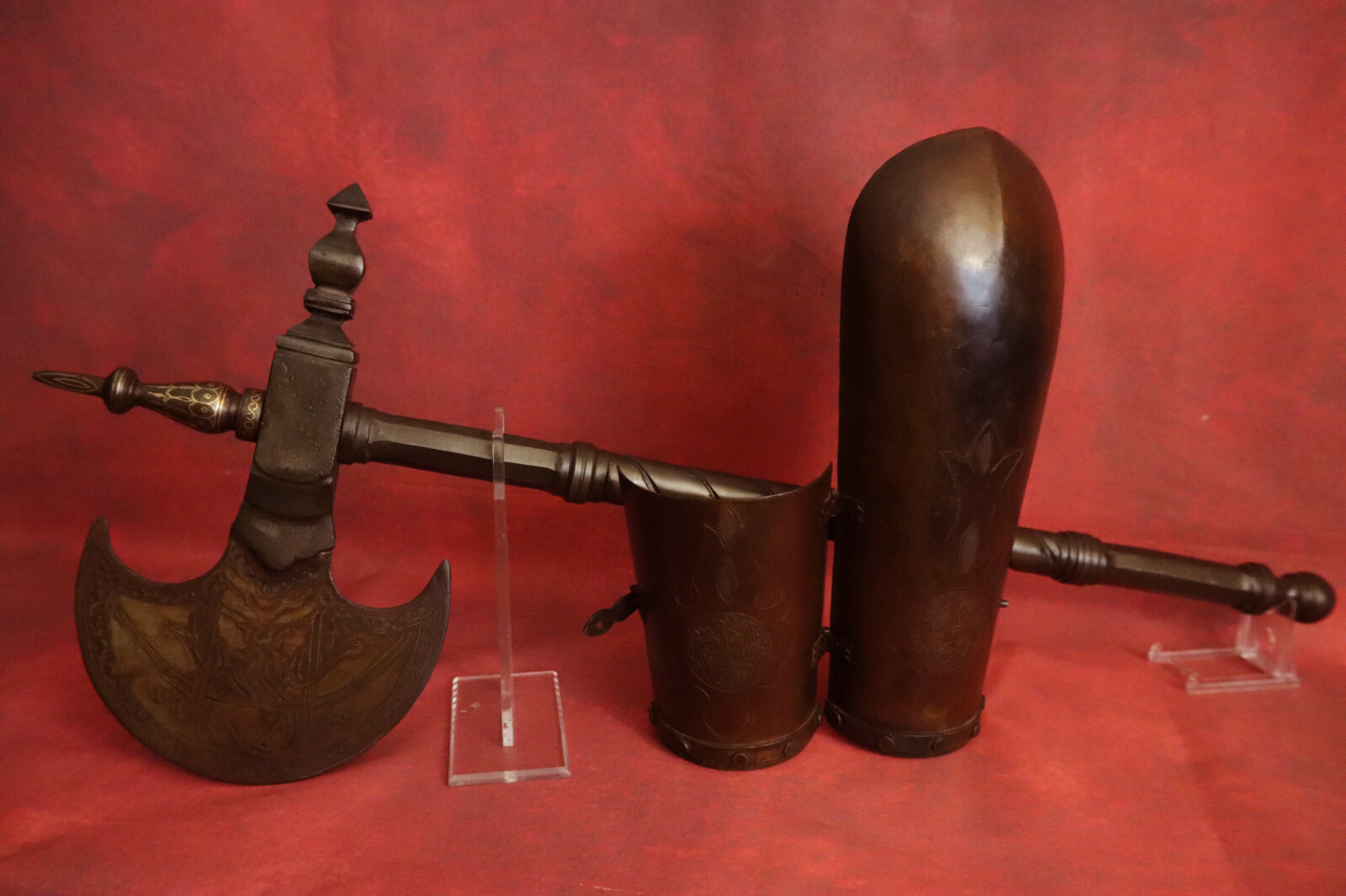 Rare Antique 1700s Arabic, Middle East, Battle Axe & Forearm Armor, No Sword Rare Antique 1700s Arabic, Middle East, Battle Axe & Forearm Armor, No Sword