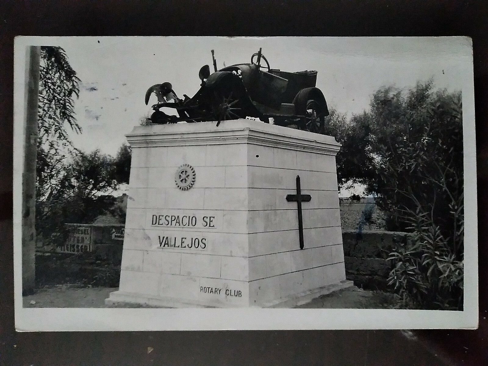 RPPC - Despacio Se Vallejos, Lima Rotary Club Monument, Peru- c1938, Rough Edges RPPC - Despacio Se Vallejos, Lima Rotary Club Monument, Peru- c1938, Rough Edges