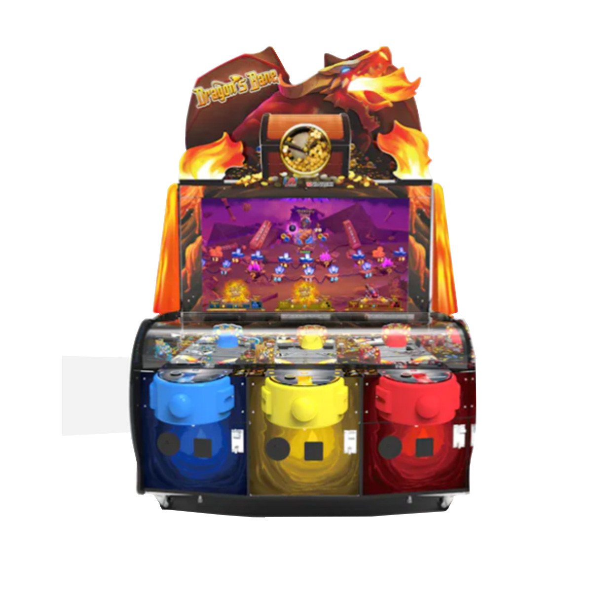 LAI Games Dragon's Bane Coin Pusher Ticket Redemption Arcade Game - 3 Player