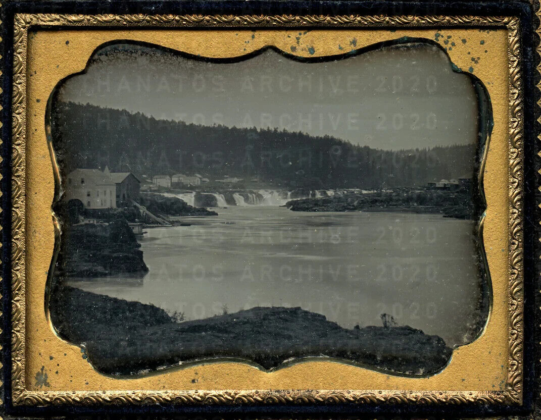Historic Early 1850s Daguerreotype Photo of Oregon City / Willamette Falls Rare