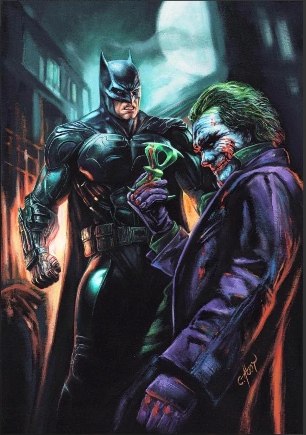 CLAUDIO ABOY BATMAN & JOKER ORIGINAL ACRYLIC PAINTING HAL JORDAN DC COMICS 2025 CLAUDIO ABOY BATMAN & JOKER ORIGINAL ACRYLIC PAINTING HAL JORDAN DC COMICS 2025