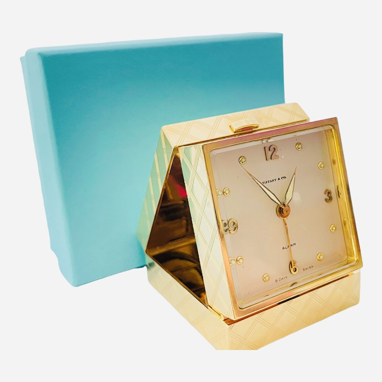 Tiffany & Co 14k Solid Gold Travel/Desk Alarm Clock, Exceptionally RARE & HEAVY