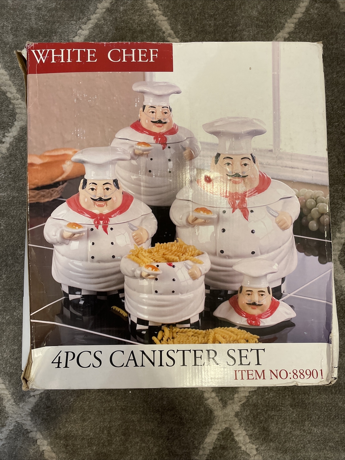 CASA VERO~ WHITE CHEF~ FAT CHEF CANISTER SET OF 4 CASA VERO~ WHITE CHEF~ FAT CHEF CANISTER SET OF 4