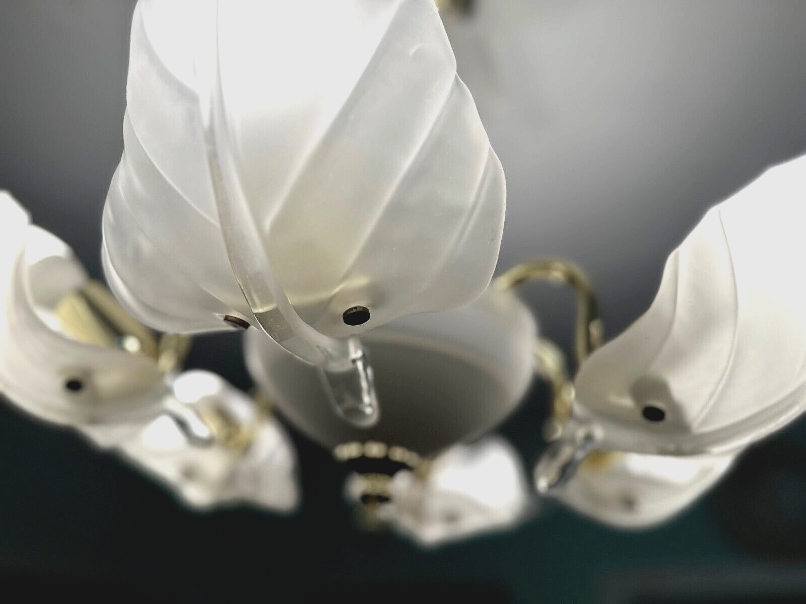 Impressive, Vintage Italian Six Light Chandelier with Murano Glass Leaves/Petals