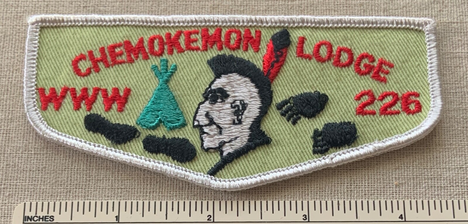 Vintage OA CHEMOKEMON LODGE 226 Order of the Arrow FLAP PATCH WWW Janesville, WI Vintage OA CHEMOKEMON LODGE 226 Order of the Arrow FLAP PATCH WWW Janesville, WI