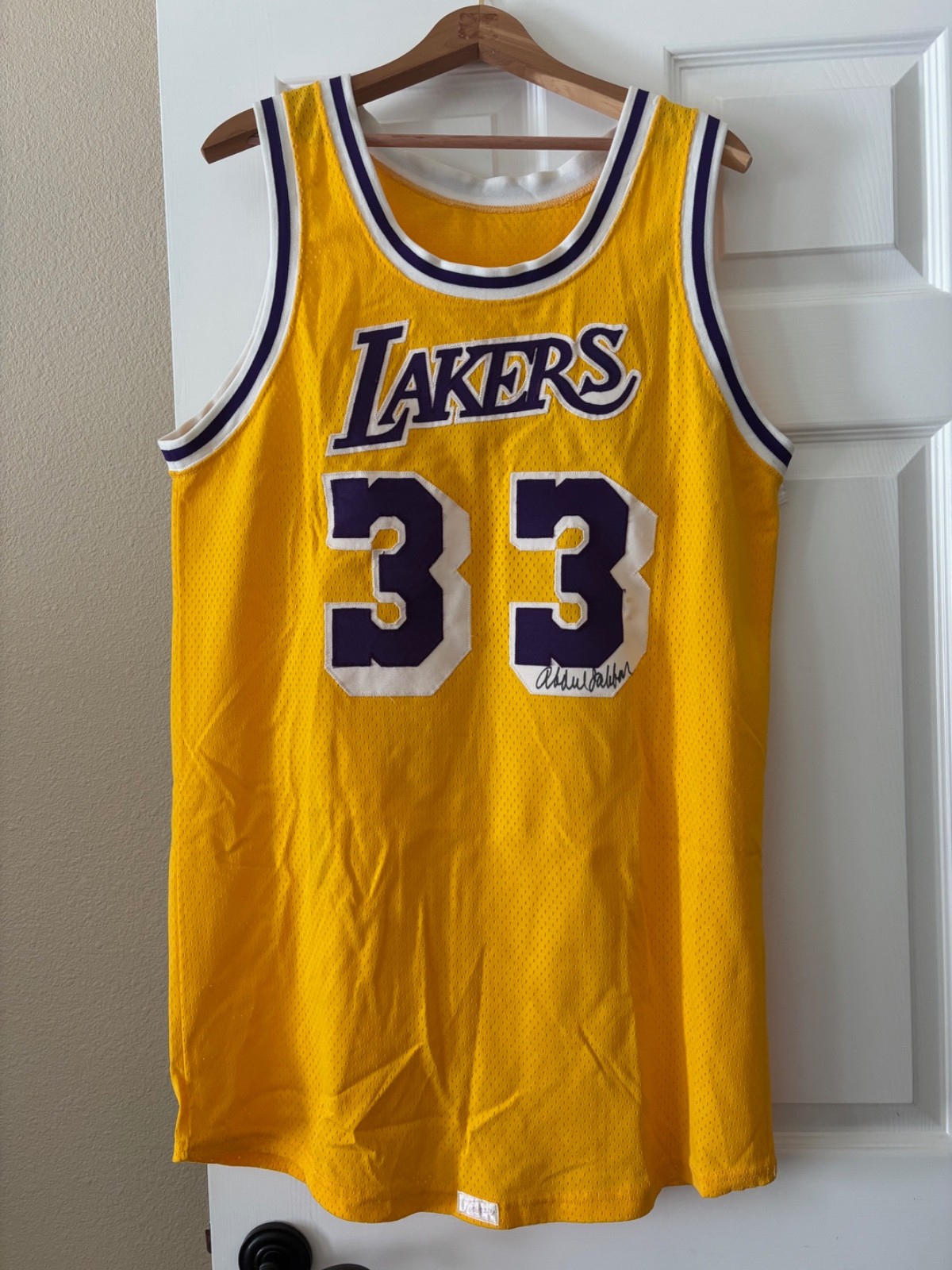 Kareem Abdul-Jabbar - Mid-1980’s Los Angeles Lakers NBA home jersey #33 Kareem Abdul-Jabbar - Mid-1980’s Los Angeles Lakers NBA home jersey #33
