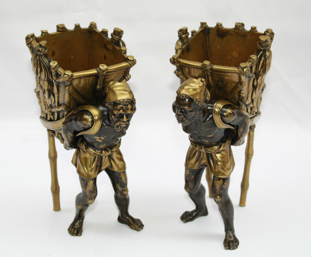MAGNIFICENT 19C AUSTRIAN PAIR OF ORIENTALIST PATINATED GILT BRONZE BLACK AMOORS MAGNIFICENT 19C AUSTRIAN PAIR OF ORIENTALIST PATINATED GILT BRONZE BLACK AMOORS